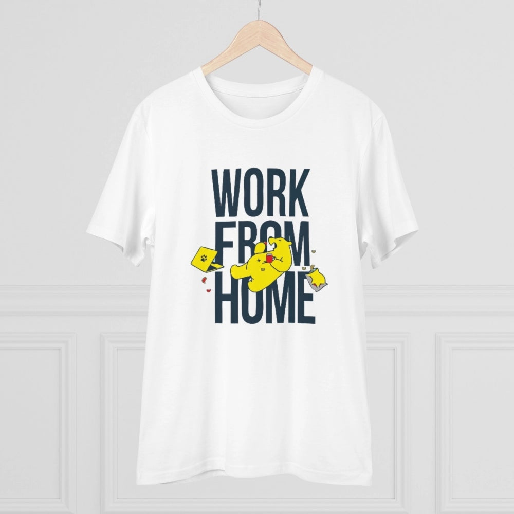 Amfyn Men's PC Cotton Work From Home Desing Printed T Shirt (Color: White, Thread Count: 180GSM)