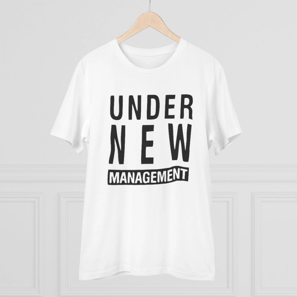 Amfyn Men's PC Cotton Under New Management Desing Printed T Shirt (Color: White, Thread Count: 180GSM)