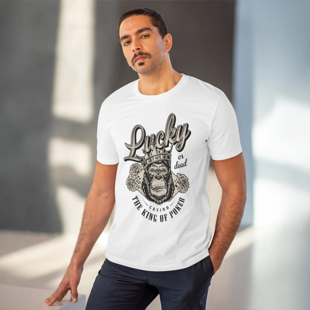 Amfyn Men's PC Cotton Gorila Desing Printed T Shirt (Color: White, Thread Count: 180GSM)