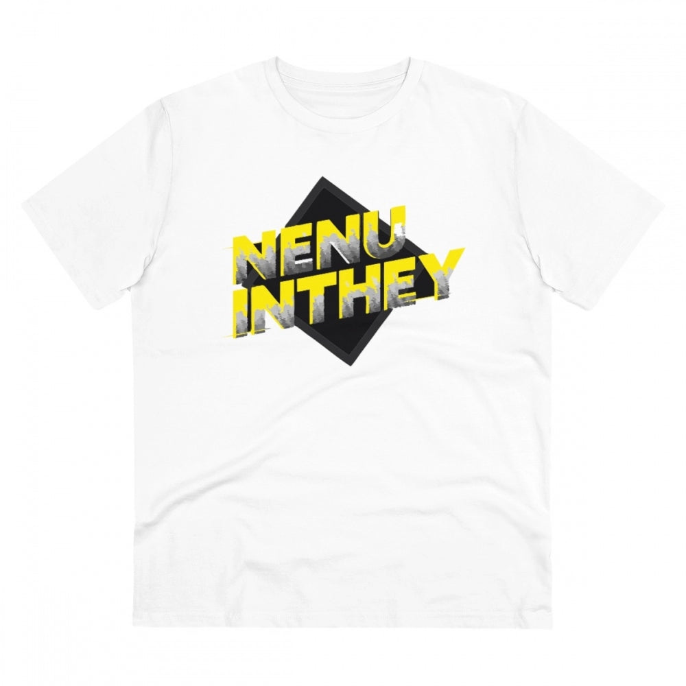 Amfyn Men's PC Cotton Telugu Desing Printed T Shirt (Color: White, Thread Count: 180GSM)