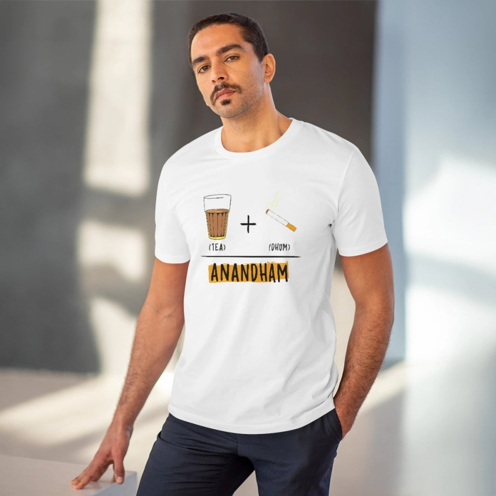 Amfyn Men's PC Cotton Telugu Desing Printed T Shirt (Color: White, Thread Count: 180GSM)