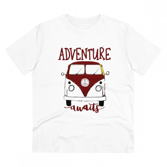 Amfyn Men's PC Cotton Explore The Unseen Printed T Shirt (Color: White, Thread Count: 180GSM)