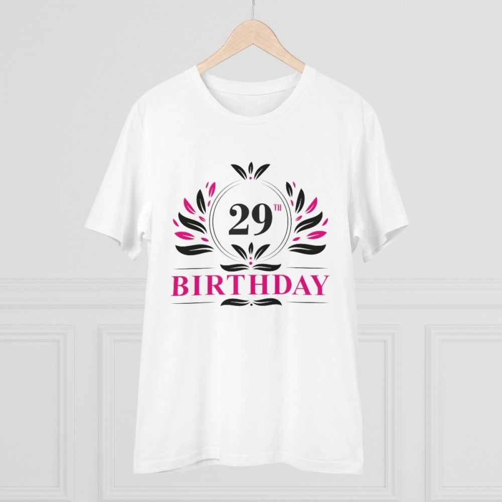 Amfyn Men's PC Cotton 29th Birthday Printed T Shirt (Color: White, Thread Count: 180GSM)