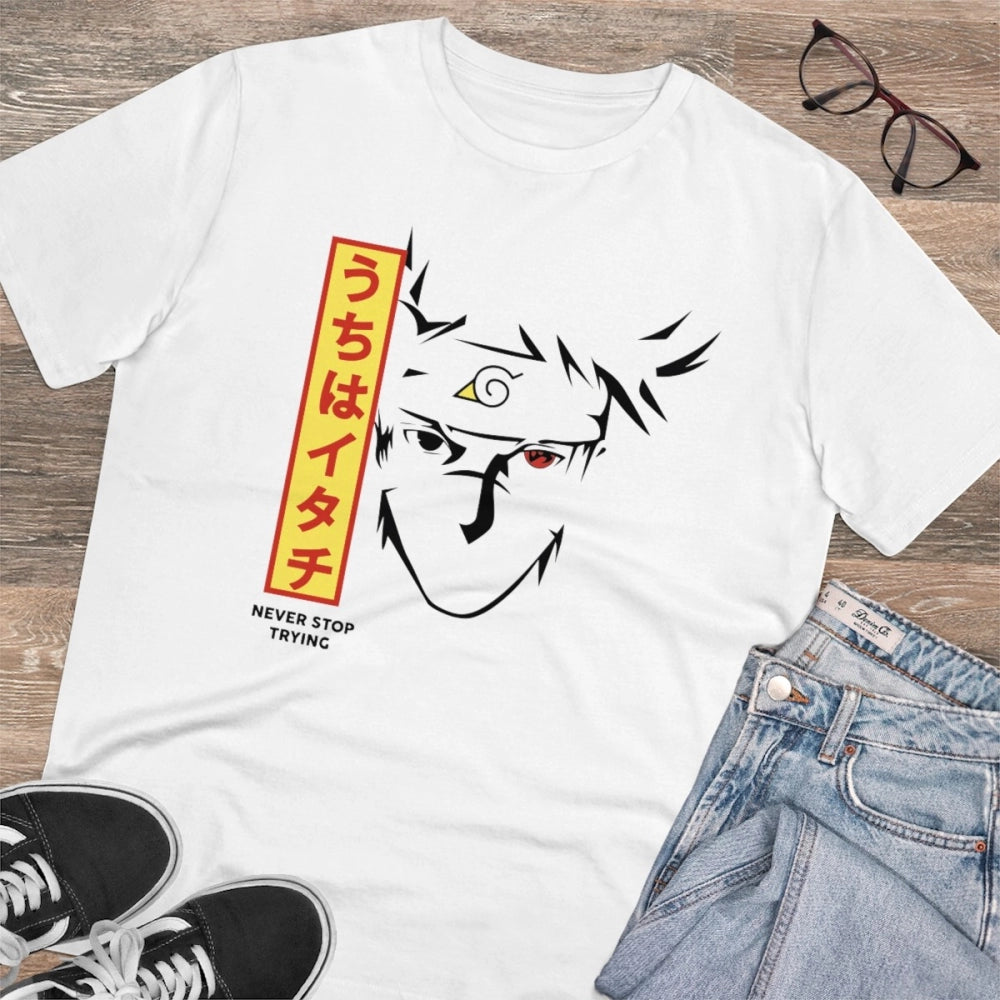 Amfyn Men's PC Cotton Kunffo Printed T Shirt (Color: White, Thread Count: 180GSM)