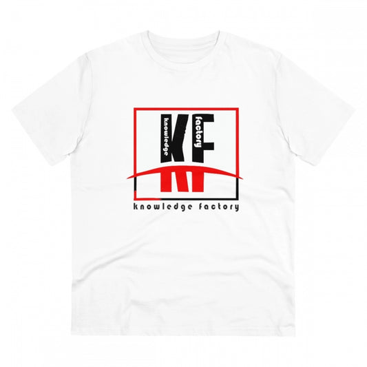 Amfyn Men's PC Cotton Knowledge Factory Printed T Shirt (Color: White, Thread Count: 180GSM)