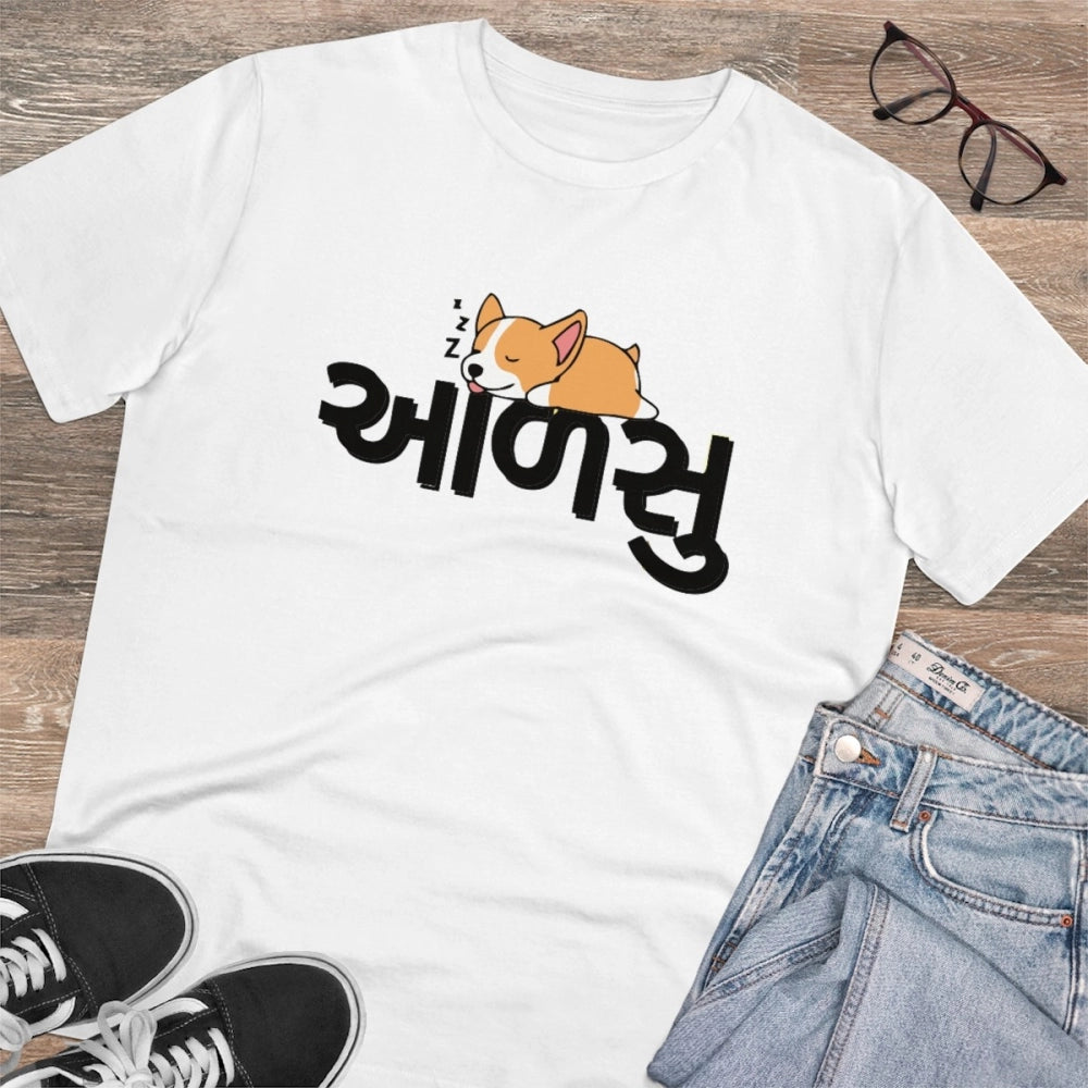 Amfyn Men's PC Cotton Aadsu Printed T Shirt (Color: White, Thread Count: 180GSM)