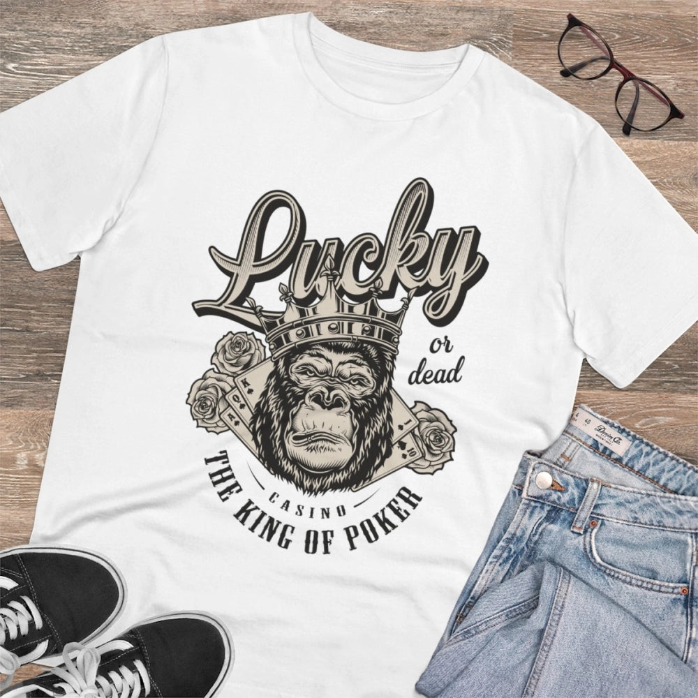 Amfyn Men's PC Cotton Gorila Desing Printed T Shirt (Color: White, Thread Count: 180GSM)