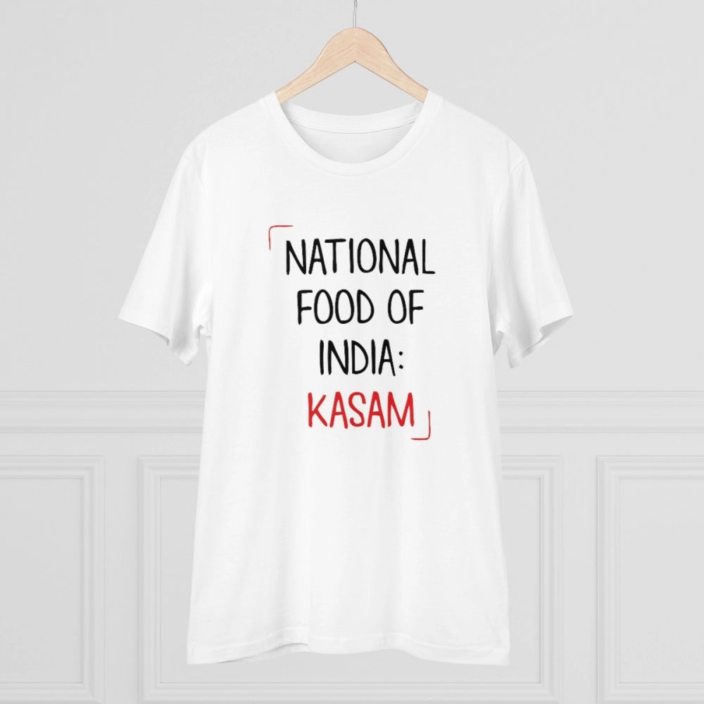Amfyn Men's PC Cotton India Kasam Printed T Shirt (Color: White, Thread Count: 180GSM)