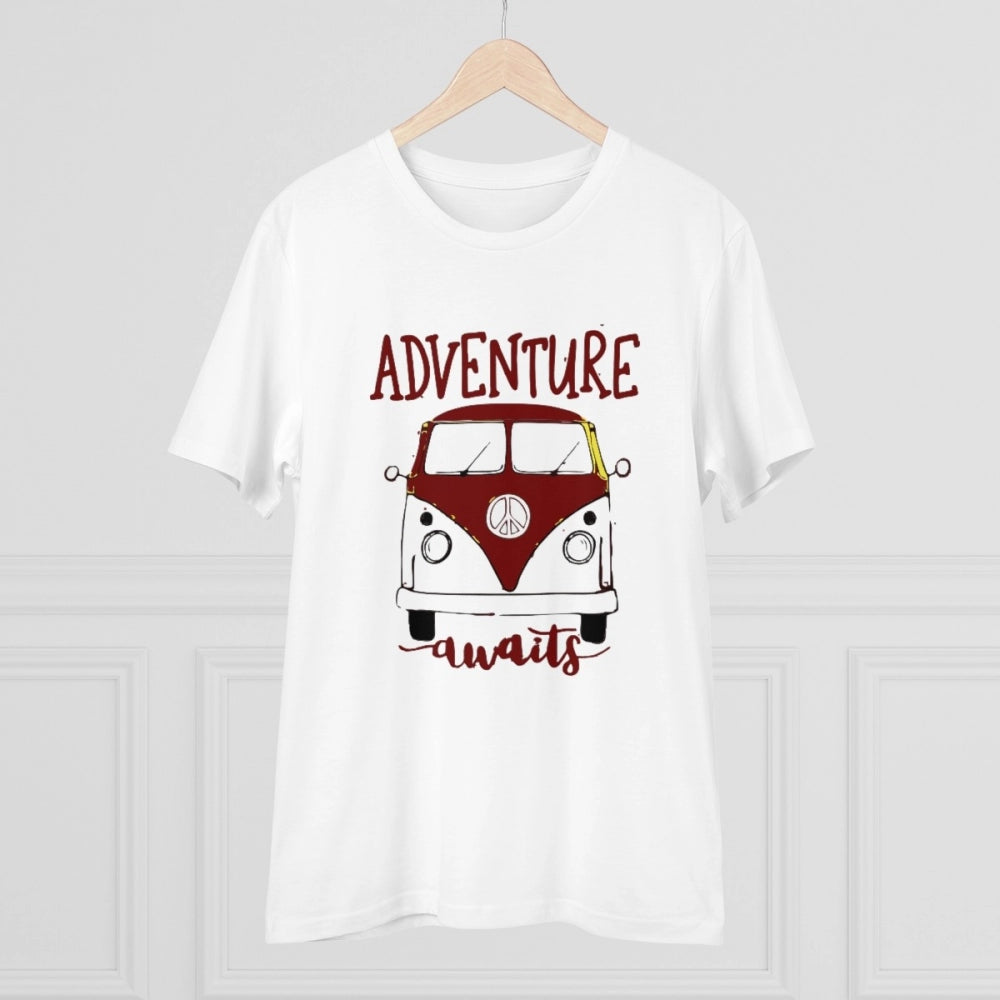 Amfyn Men's PC Cotton Explore The Unseen Printed T Shirt (Color: White, Thread Count: 180GSM)