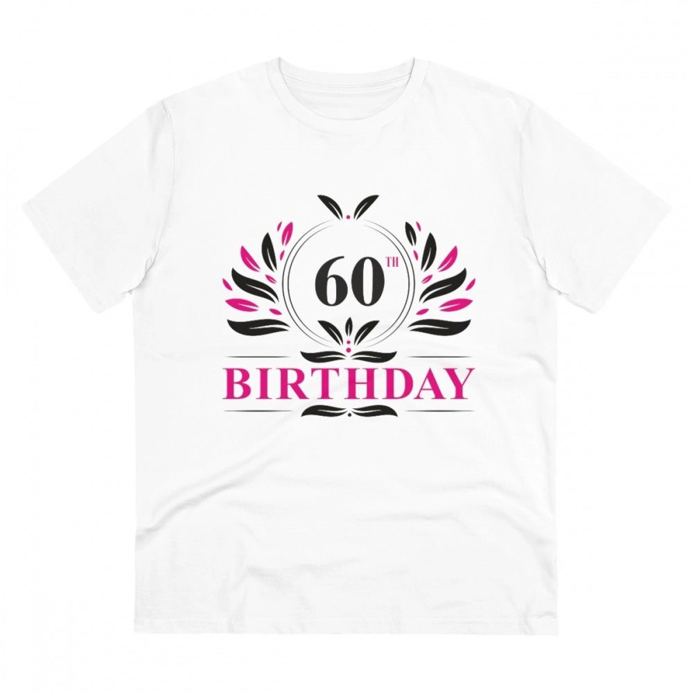 Amfyn Men's PC Cotton 60th Birthday Printed T Shirt (Color: White, Thread Count: 180GSM)