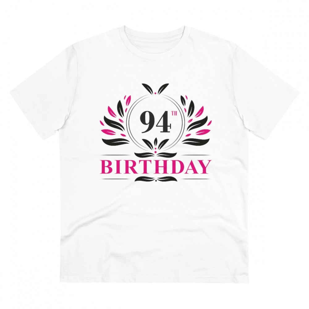 Amfyn Men's PC Cotton 94th Birthday Printed T Shirt (Color: White, Thread Count: 180GSM)