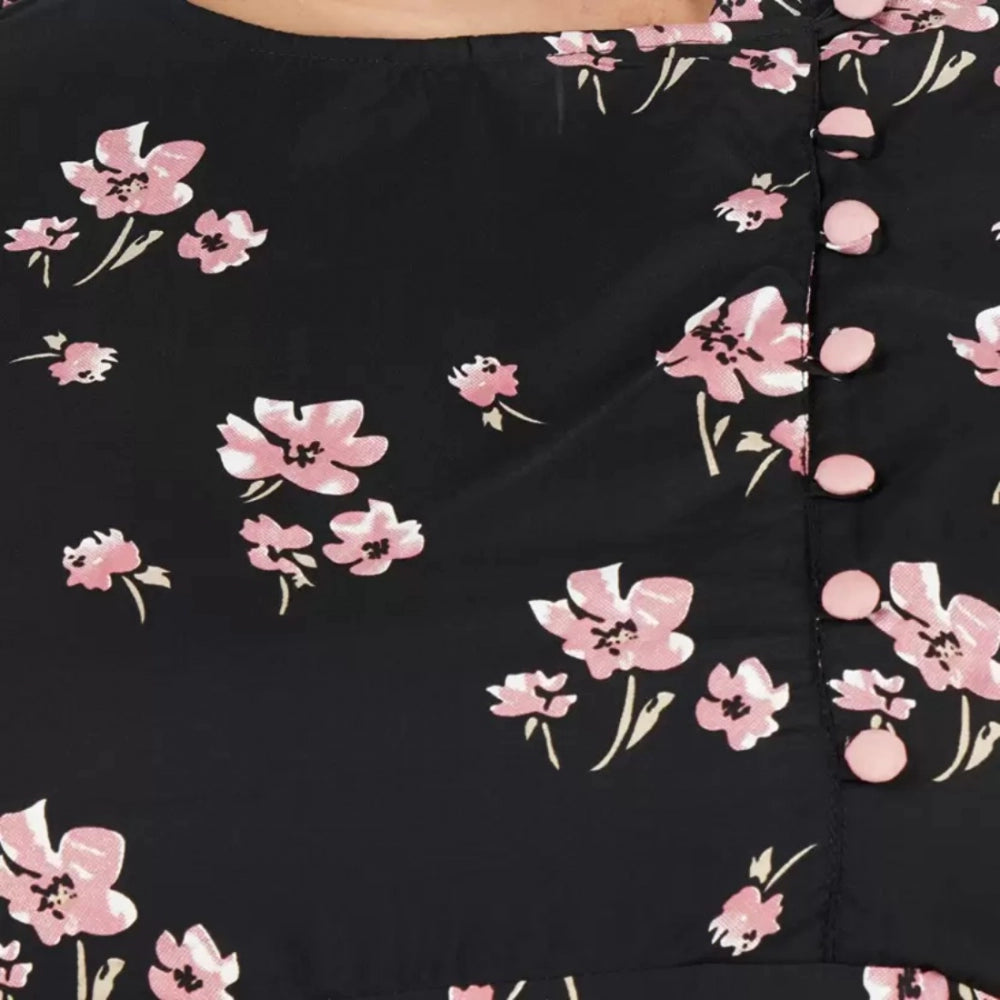 Amfyn Women's Maxi Black Dress (Color:Black, Material:Poly Crepe)