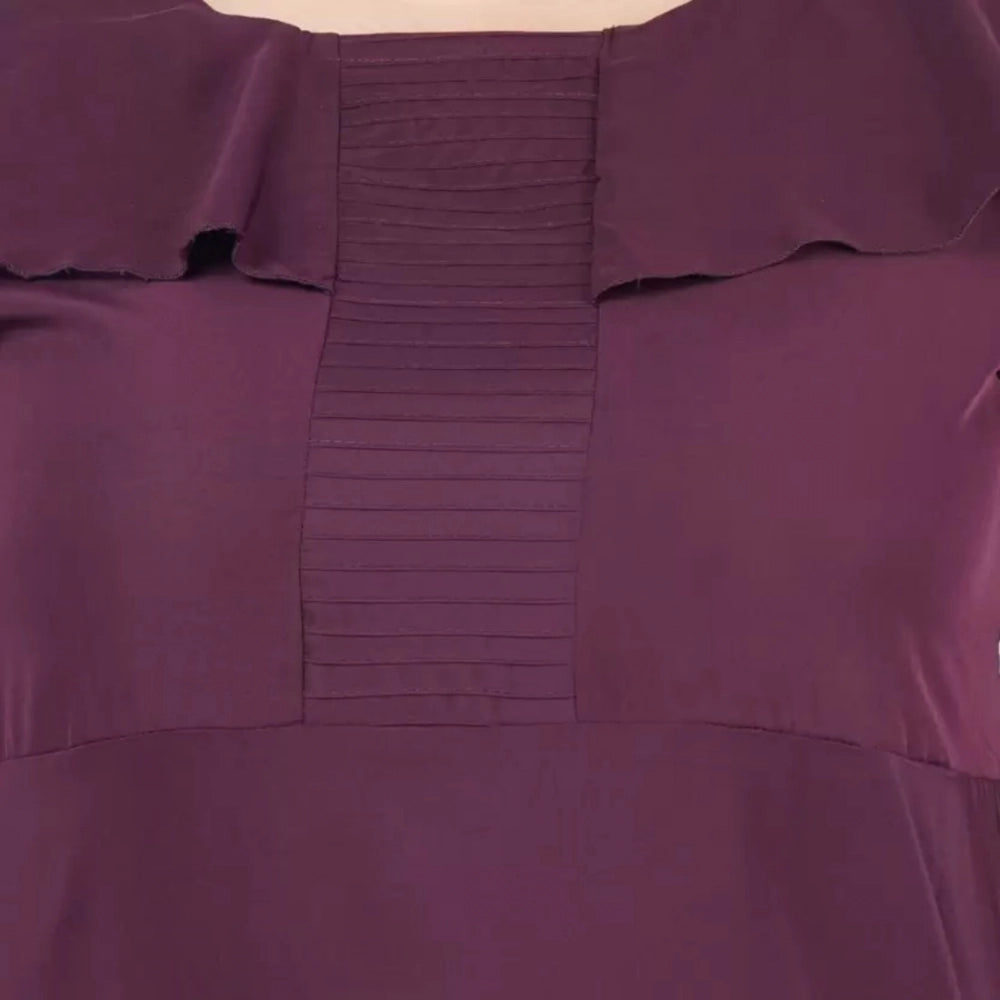 Amfyn Women's Fit And Flare Purple Dress (Color:Purple, Material:Polyester)