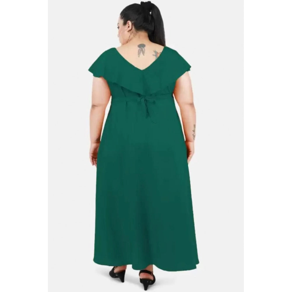 Amfyn Women's Fit And Flare Green Dress (Color:Green, Material:Polyester)