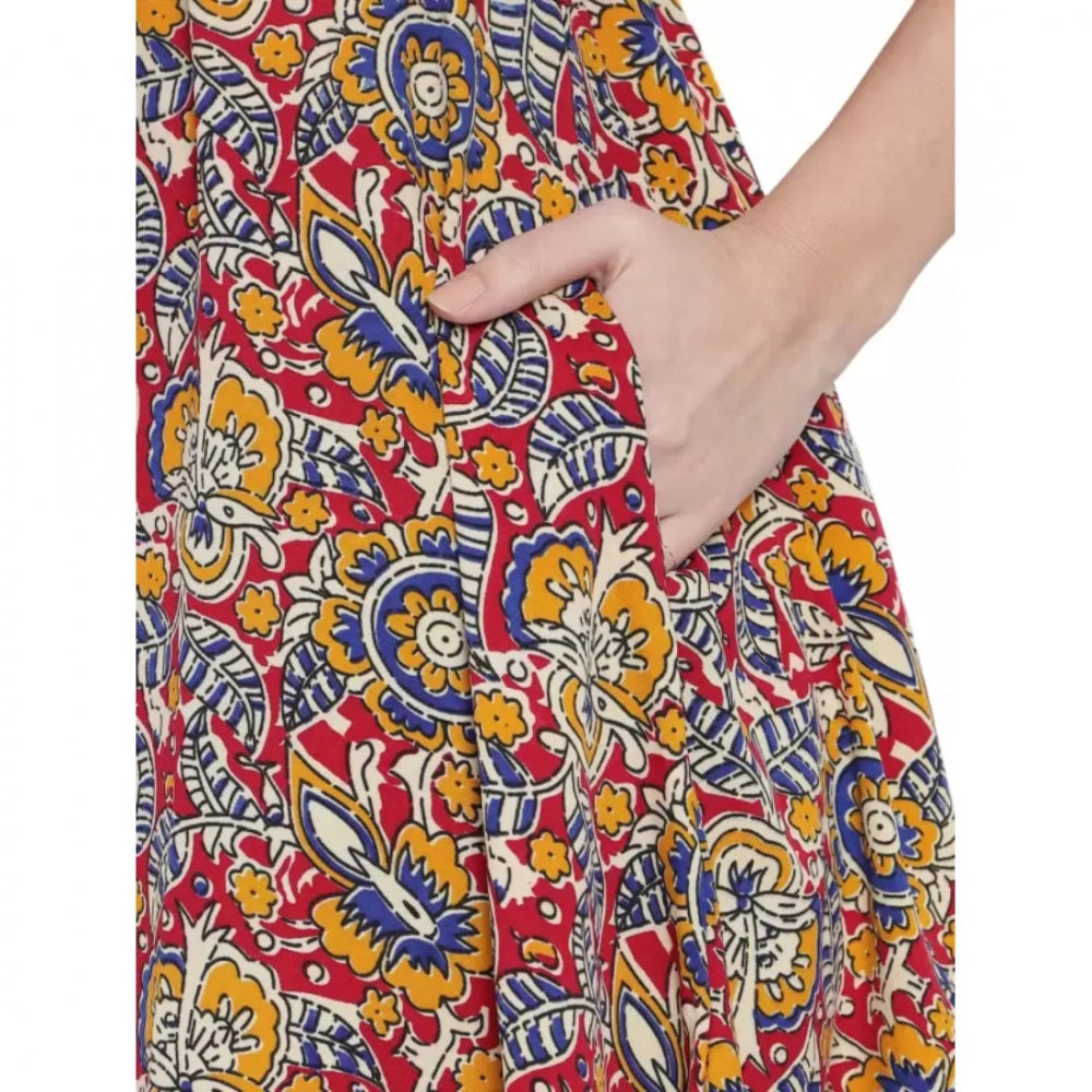 Amfyn Women's Fit And Flare Maroon Dress (Color:Maroon, Material:Polyester)