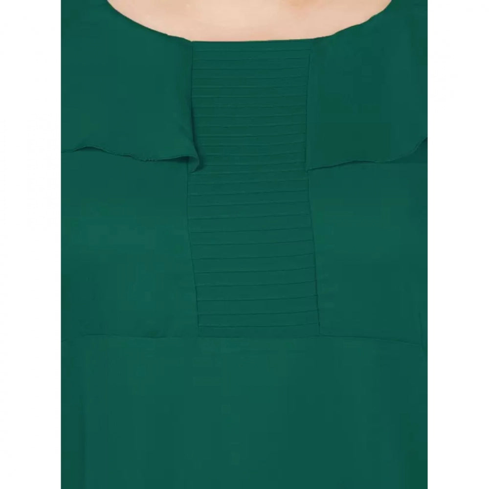 Amfyn Women's Fit And Flare Green Dress (Color:Green, Material:Polyester)