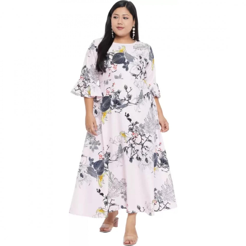 Amfyn Women's Fit And Flare White Dress (Color:White, Material:Polyester)