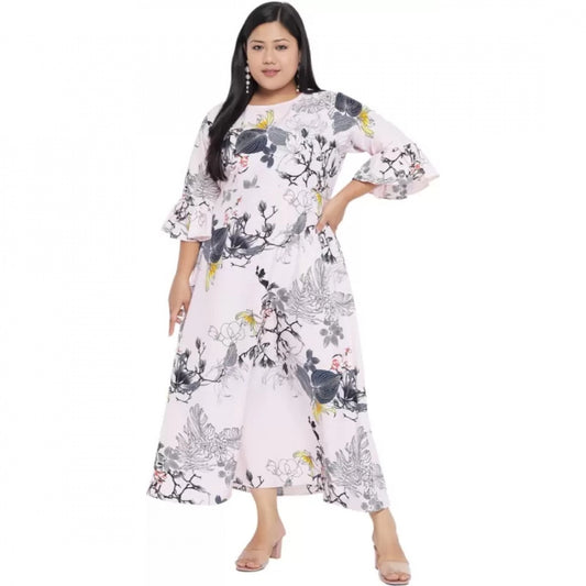 Amfyn Women's Fit And Flare White Dress (Color:White, Material:Polyester)