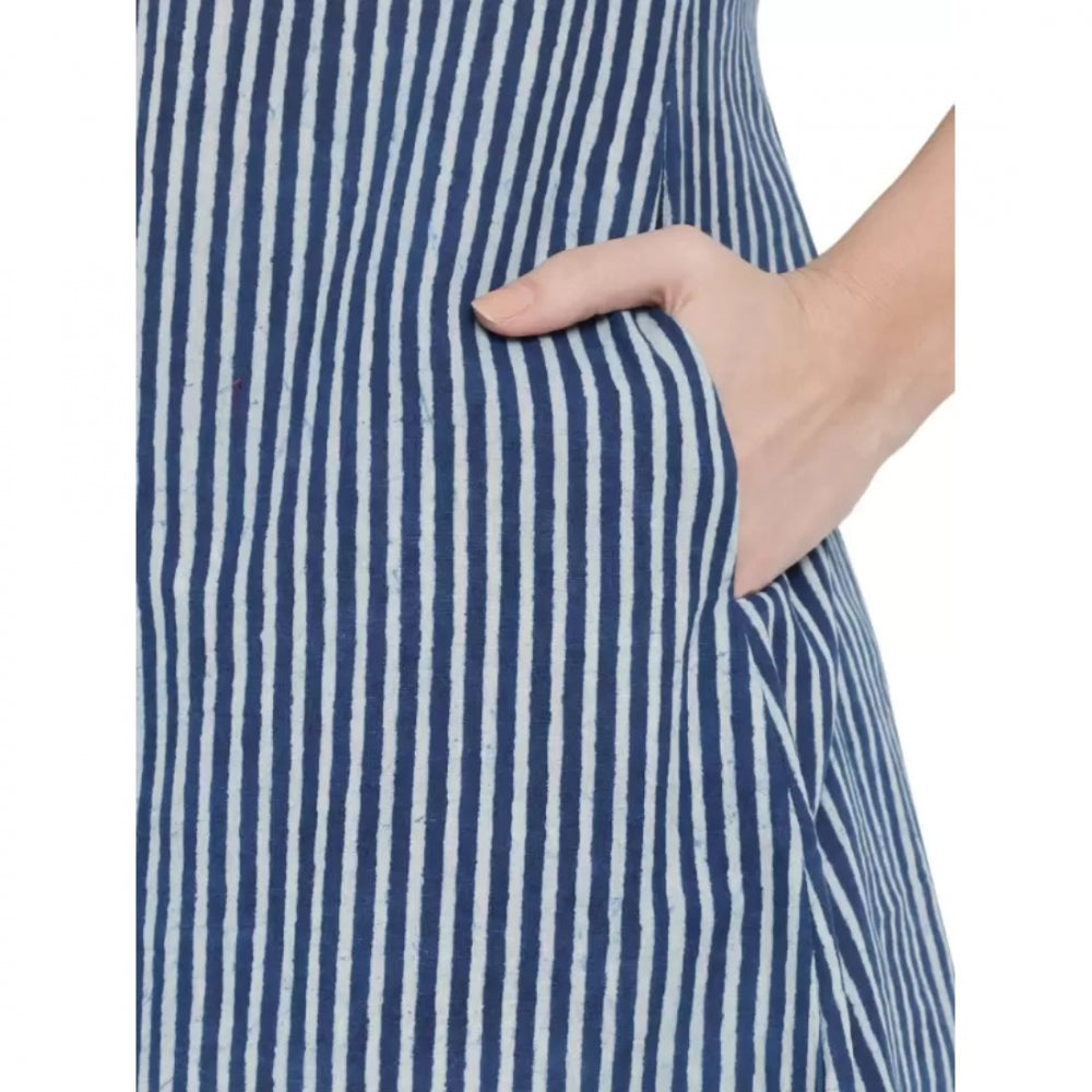Amfyn Women's Shirt Blue Dress (Color:Blue, Material:Pure Cotton)