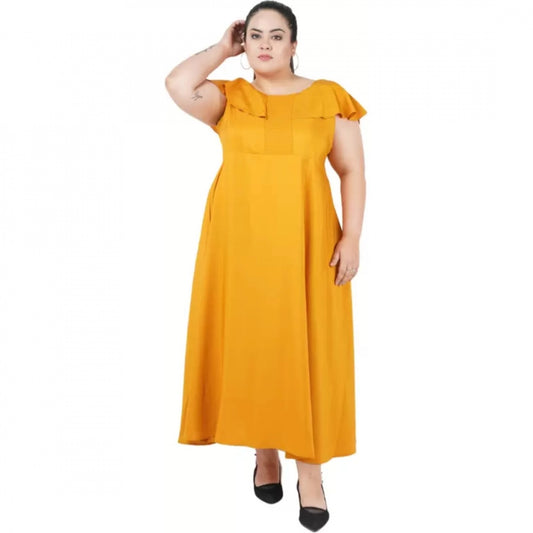Amfyn Women's Fit And Flare Yellow Dress (Color:Yellow, Material:Polyester)