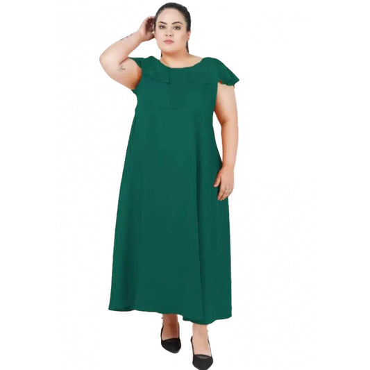 Amfyn Women's Fit And Flare Green Dress (Color:Green, Material:Polyester)