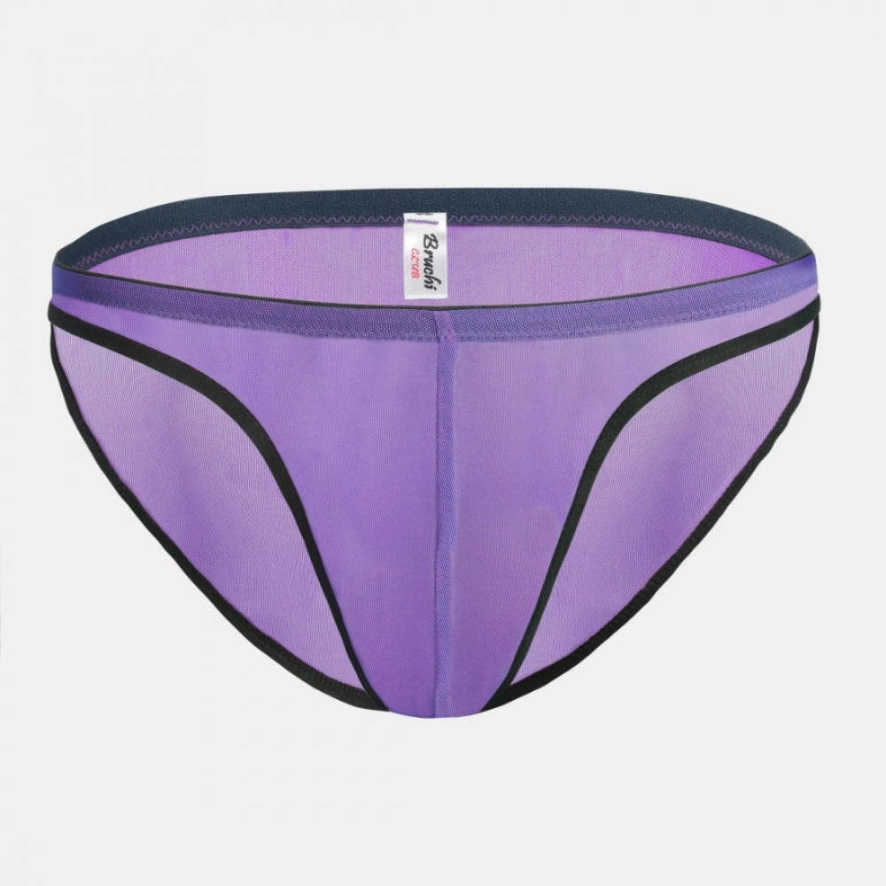 Amfyn Men's Mesh Power Net Transparent Sexy Brief Underwear (Ultra Violet)