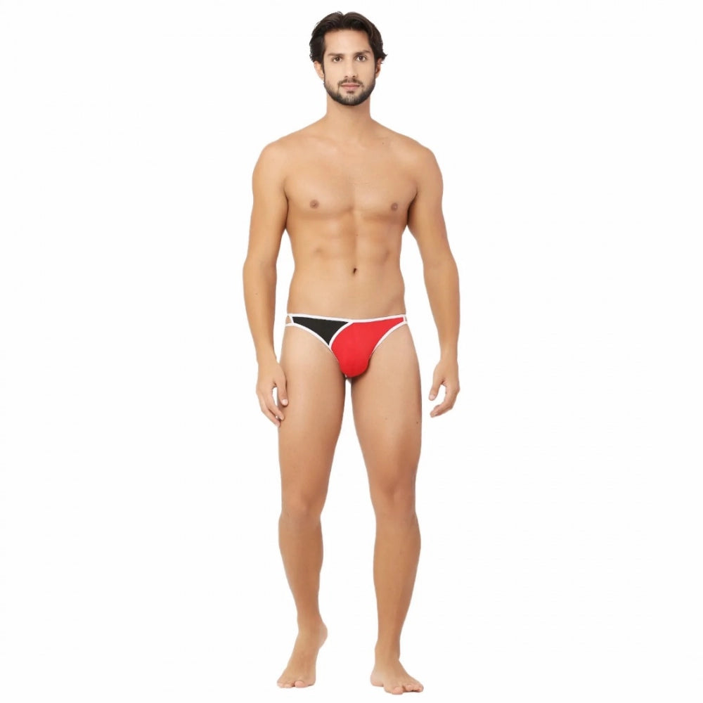 Amfyn Men's Cotton Spandex Men’S Lace Thong Consists Of Two Strings. Underwear (Red And Black)