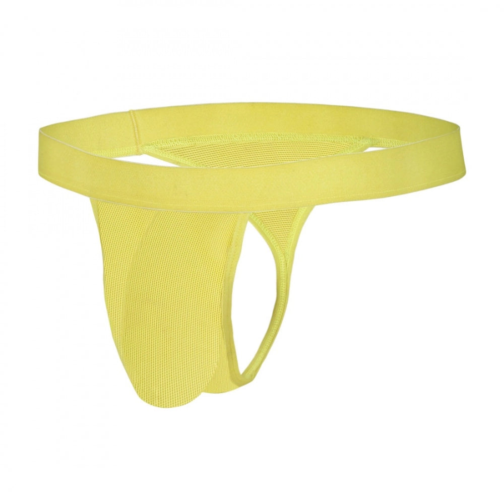 Amfyn Men's Nylon Side String Trough Thong Underwear (Daisy Yellow)