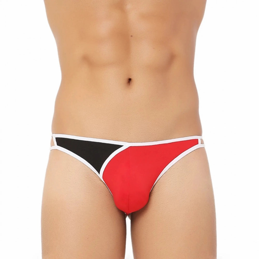 Amfyn Men's Cotton Spandex Men’S Lace Thong Consists Of Two Strings. Underwear (Red And Black)