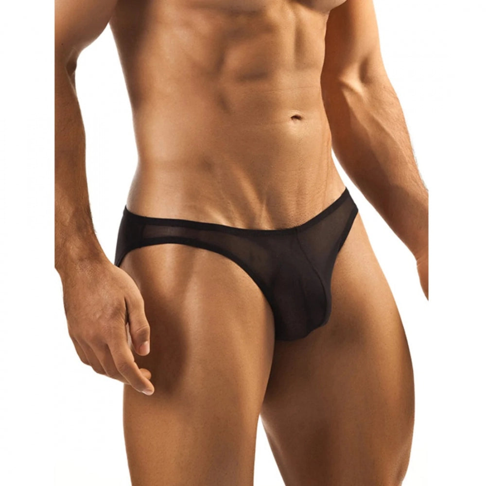 Amfyn Men's Mesh Power Net Sexy Transparent Brief Underwear (Black)