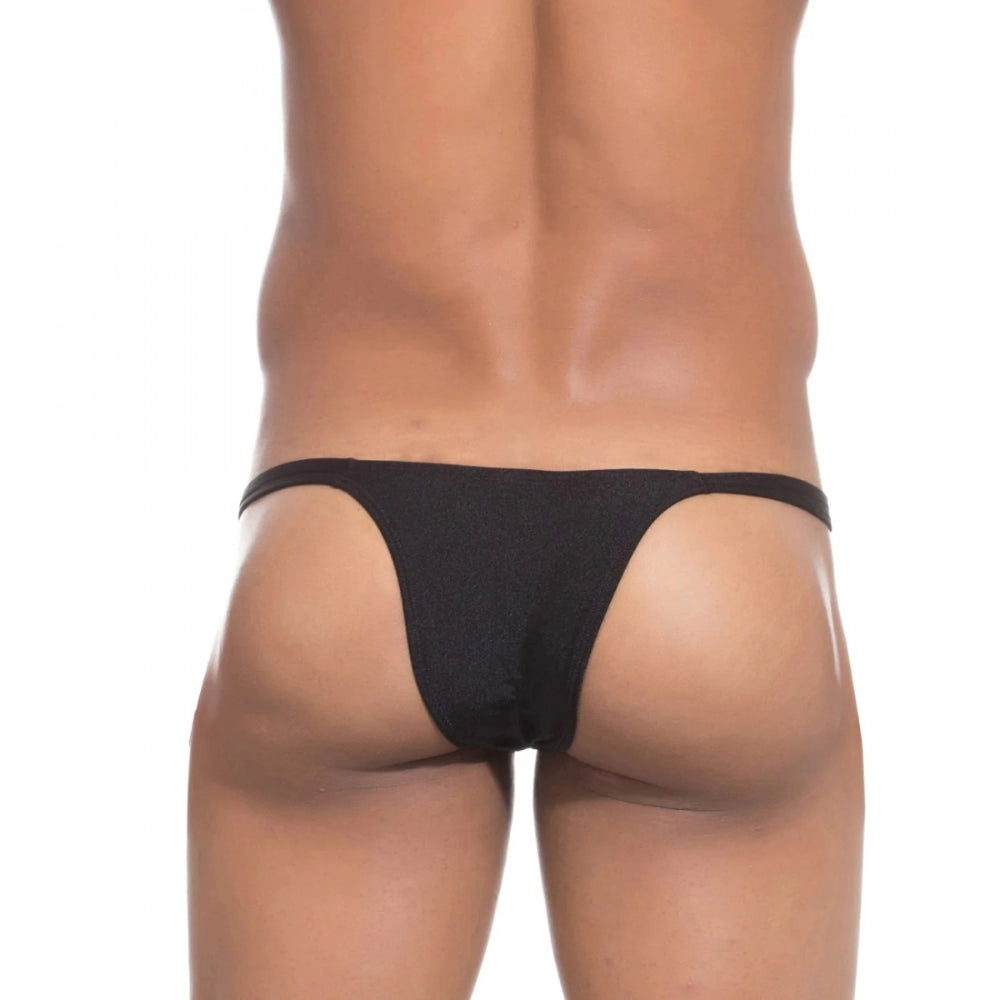 Amfyn Men's Cotton Spandex Handsome Hunk Thong Brief Underwear (Black)