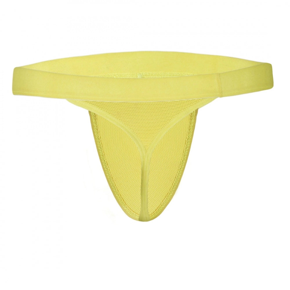 Amfyn Men's Nylon Side String Trough Thong Underwear (Daisy Yellow)