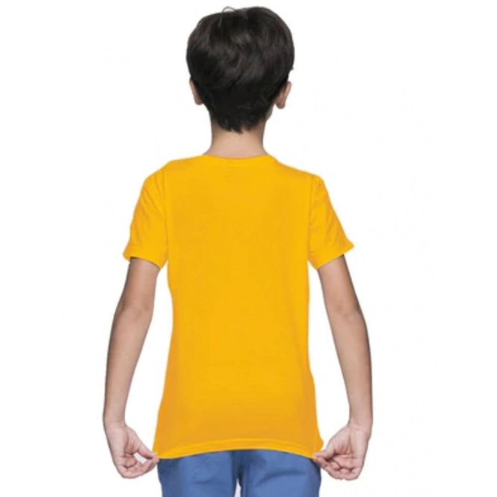 Amfyn Boys Cotton Plain Half Sleeve TShirt (Yellow)