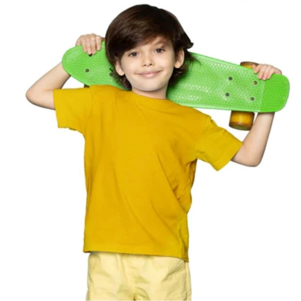 Amfyn Boys Cotton Plain Half Sleeve TShirt (Yellow)