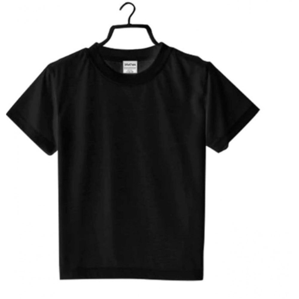 Amfyn Boys Cotton Plain Half Sleeve TShirt (Black)