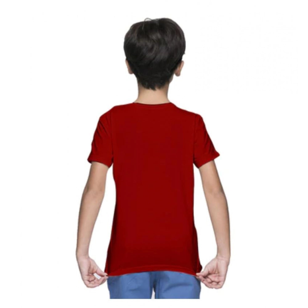 Amfyn Boys Cotton Plain Half Sleeve TShirt (Maroon)