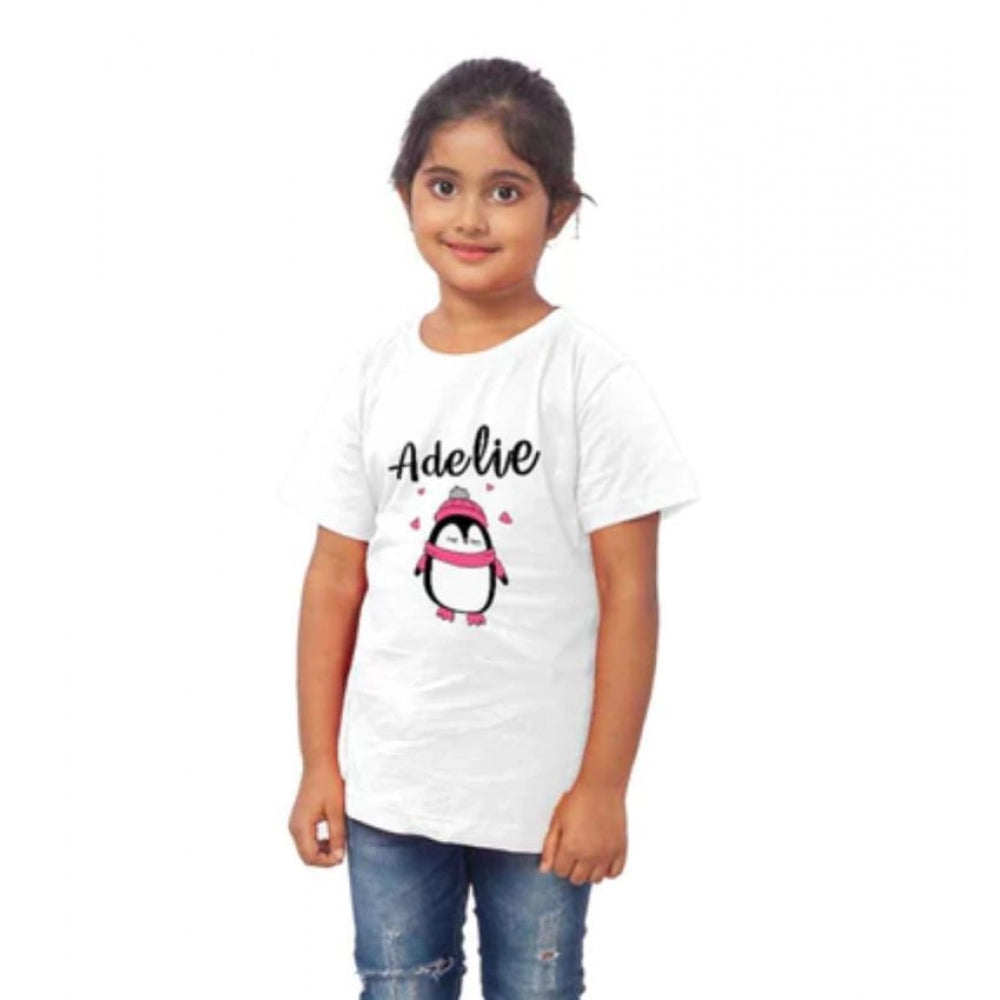 Amfyn Girls Cotton Adelie Half Sleeve TShirt (White)