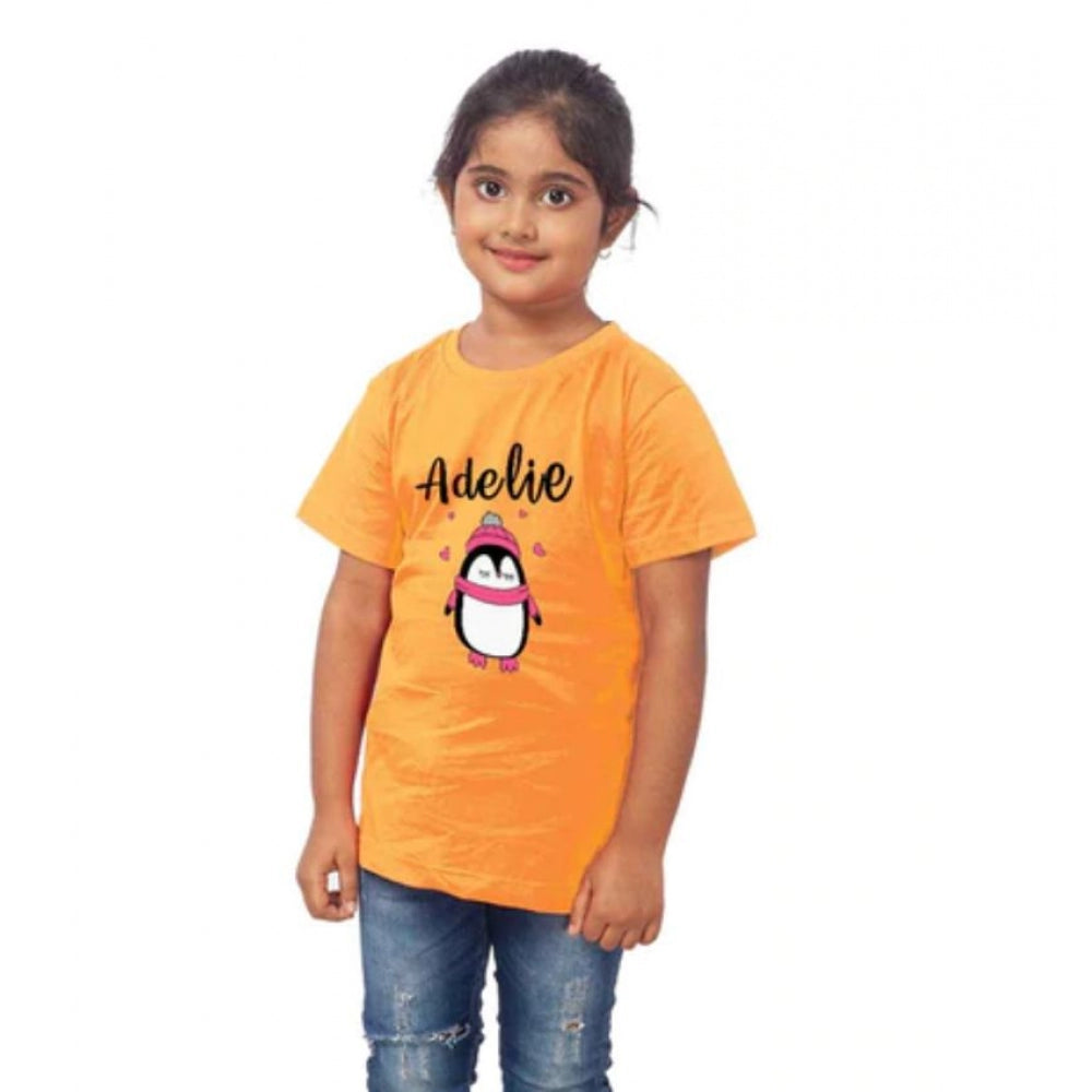 Amfyn Girls Cotton Adelie Half Sleeve TShirt (Mustard)