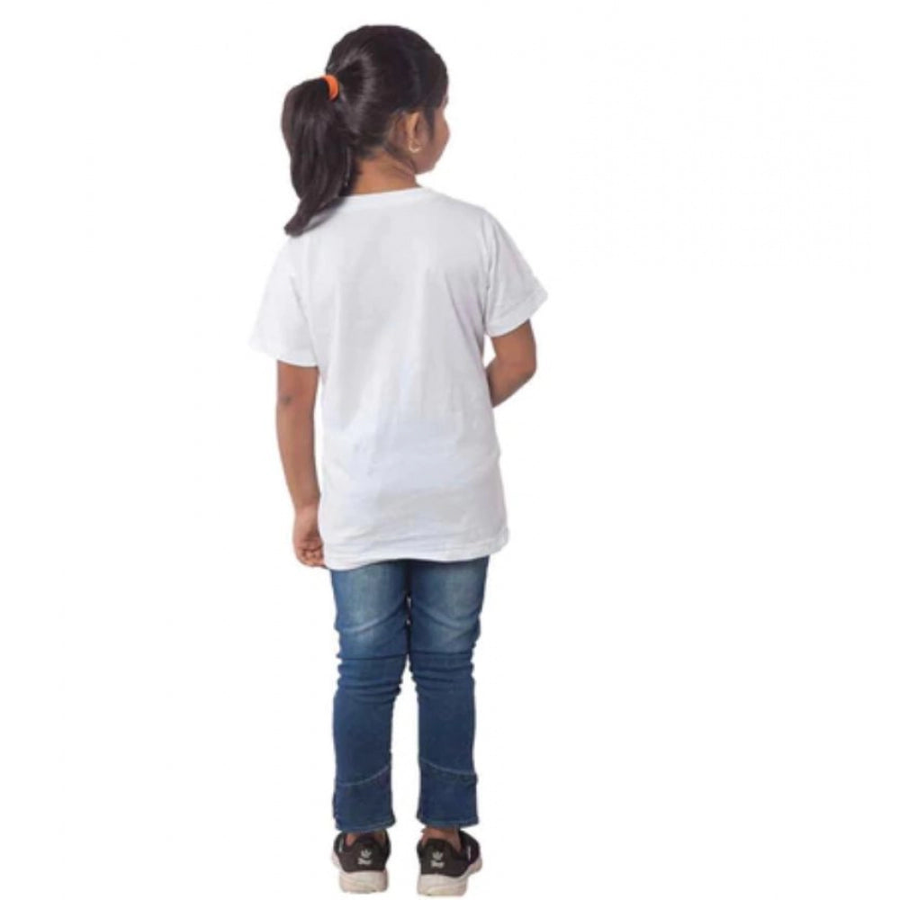 Amfyn Girls Cotton Adelie Half Sleeve TShirt (White)