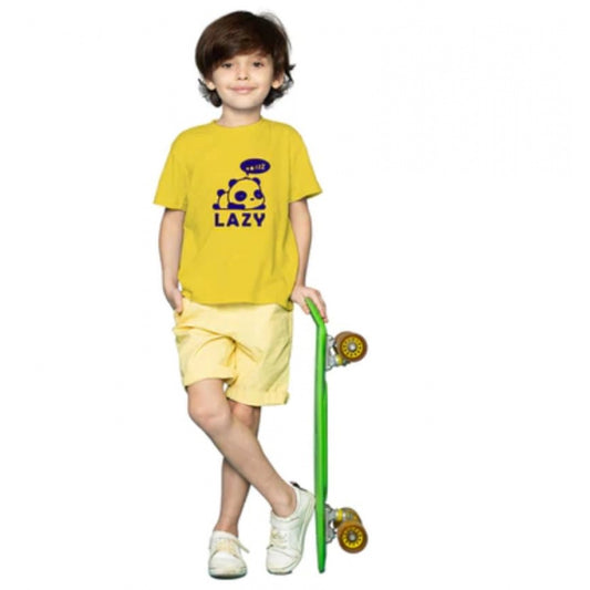 Amfyn Boys Cotton Lazy Half Sleeve TShirt (Mustard)