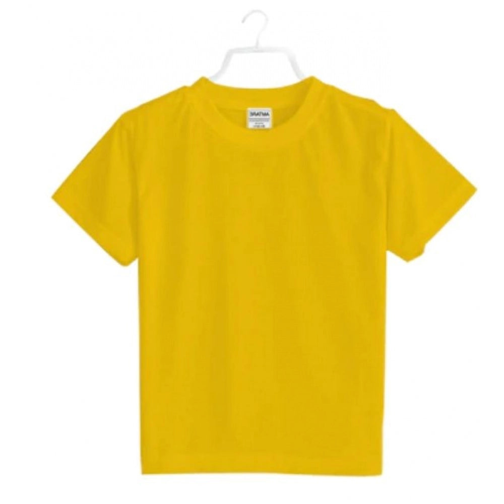 Amfyn Boys Cotton Plain Half Sleeve TShirt (Yellow)