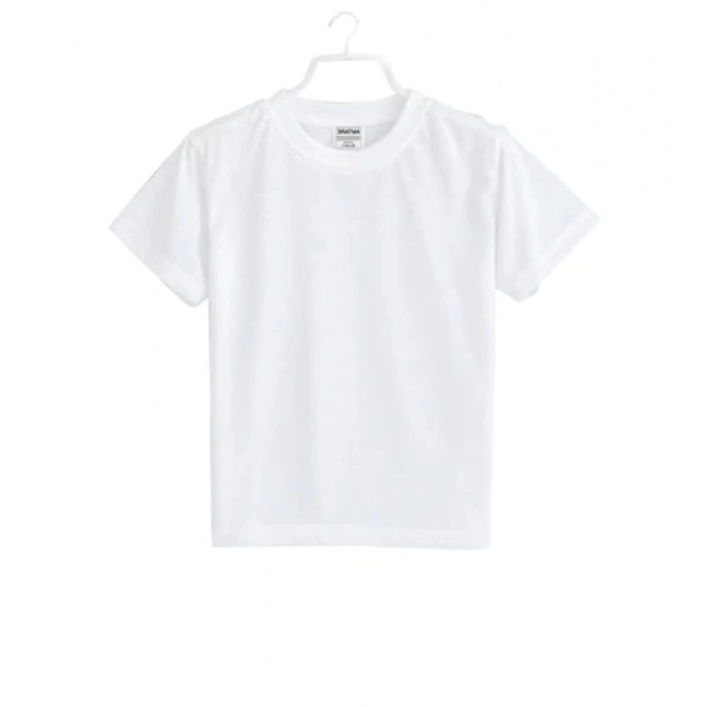 Amfyn Boys Cotton Plain Half Sleeve TShirt (White)