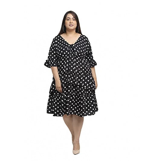 Amfyn Women's Crepe Printed Knee Length Fit and Flare Dress (Multi)