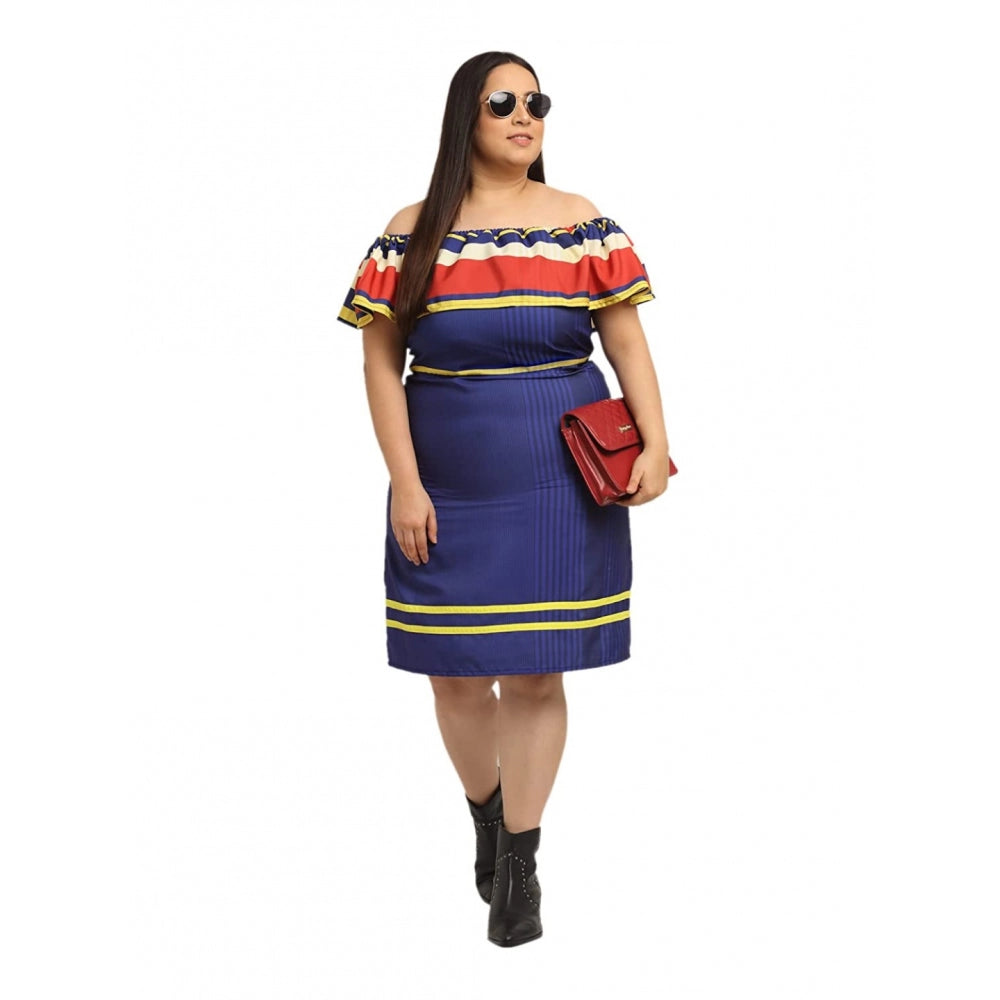 Amfyn Women's Crepe Printed Knee Length Fit and Flare Dress (Multi)