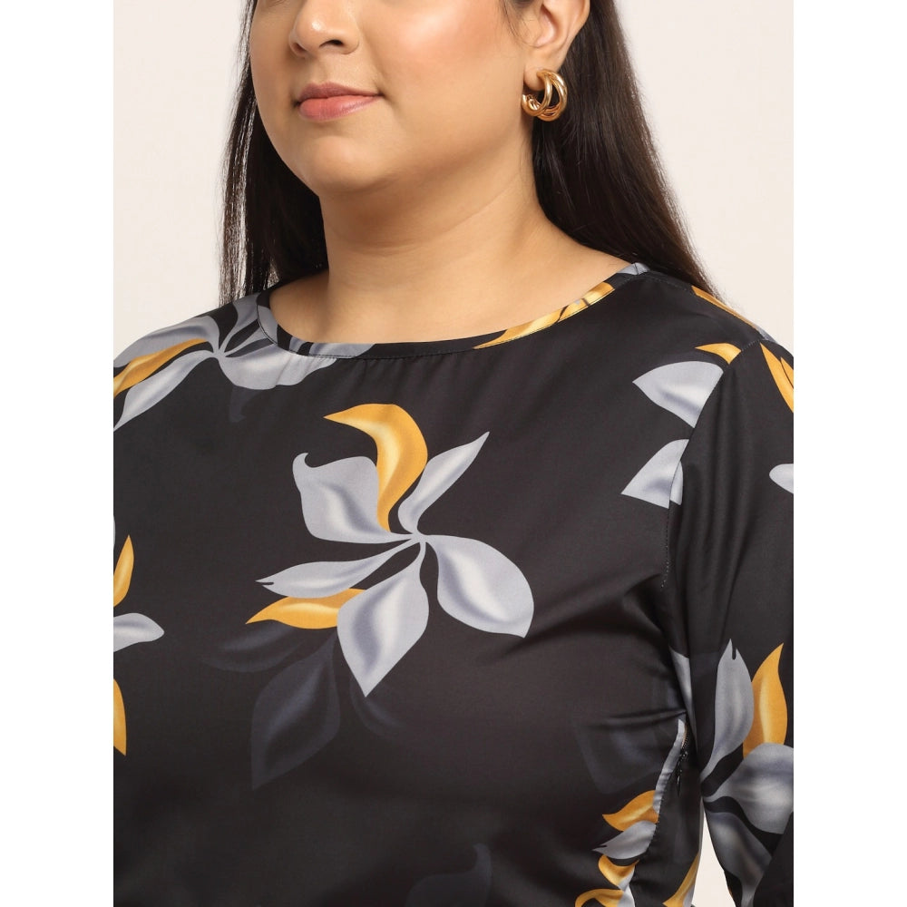 Amfyn Women's Crepe Printed Knee Length Fit and Flare Dress (Multi)