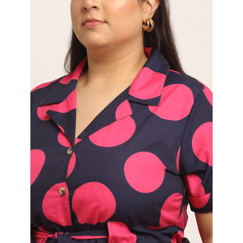 Amfyn Women's Crepe Printed Knee Length Fit and Flare Dress (Multi)