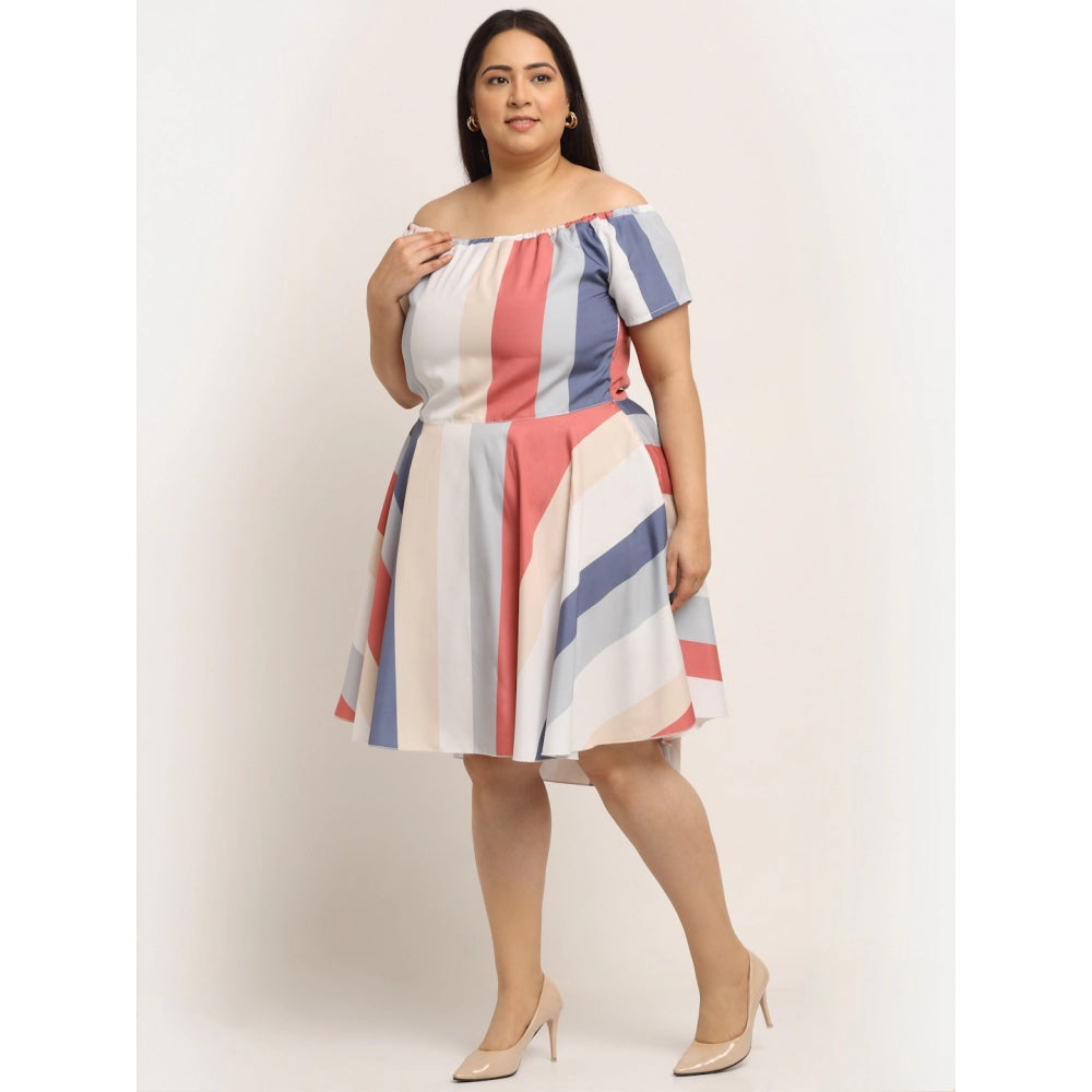 Amfyn Women's Crepe Printed Knee Length Fit and Flare Dress (Multi)