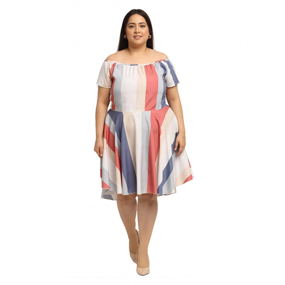 Amfyn Women's Crepe Printed Knee Length Fit and Flare Dress (Multi)