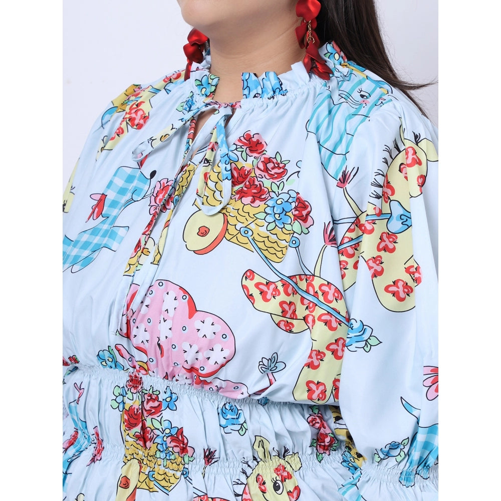 Amfyn Women's Crepe Printed Knee Length Fit and Flare Dress (Multicolor)