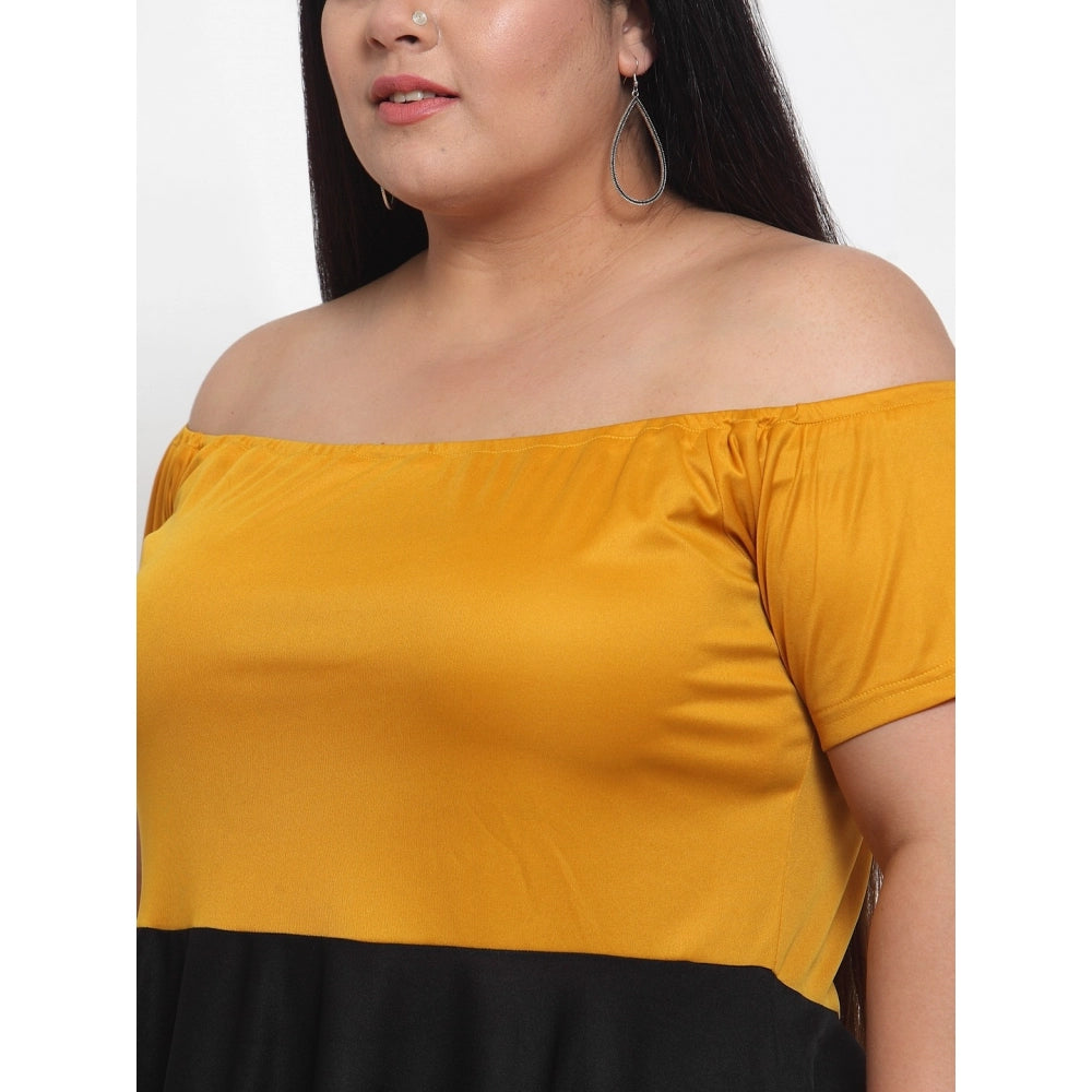 Amfyn Women's Hojri Solid Knee Length Fit and Flare Dress (Black)